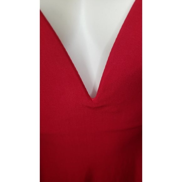 Mini red low cut lace up back skater dress - Picture 2 of 7